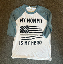 Load image into Gallery viewer, Youth Mommy Hero Baseball Tee