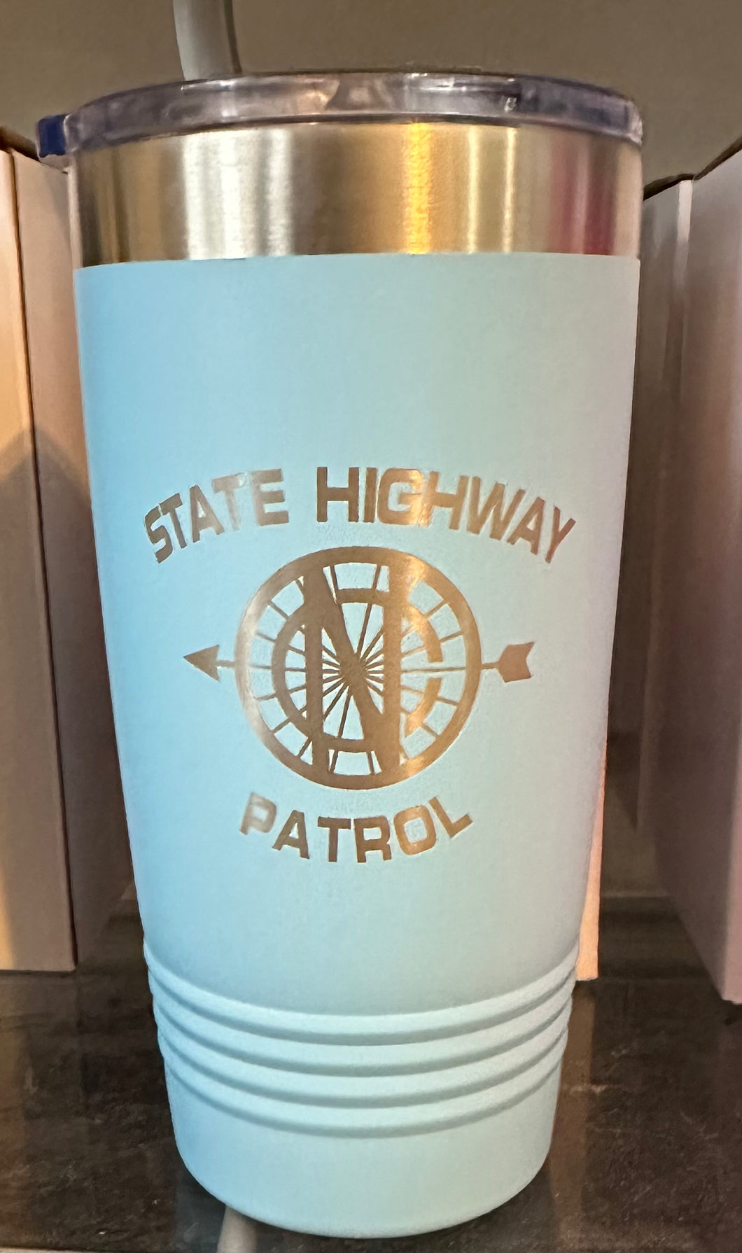 20oz Polar Camel w/ Etched Wagon Wheel - Light Blue