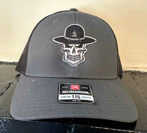 Richardson 115 Hat w/ Campaign Skull (Charcoal /Black)