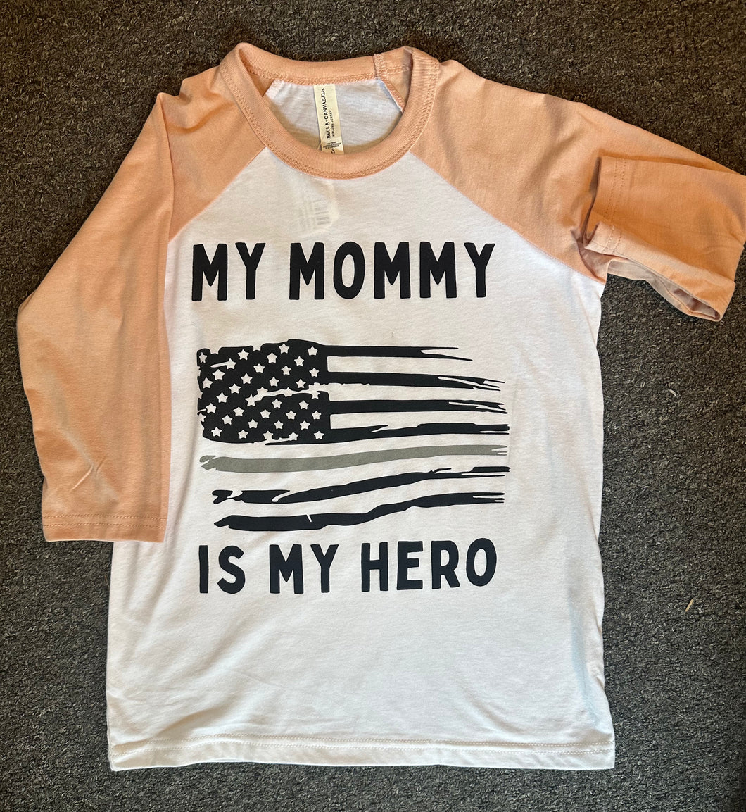 Youth Mommy Hero Baseball Tee