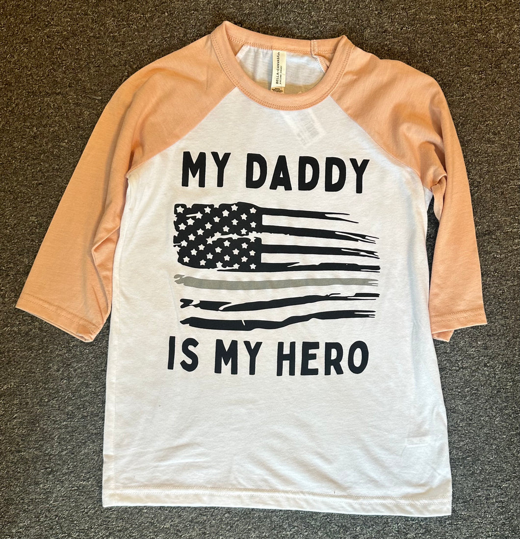 Youth Daddy Hero Baseball Tee