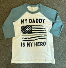 Load image into Gallery viewer, Youth Daddy Hero Baseball Tee
