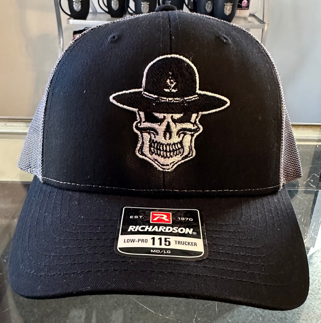 Richardson 115 Hat w/ Campaign Skull (Black/Charcoal)