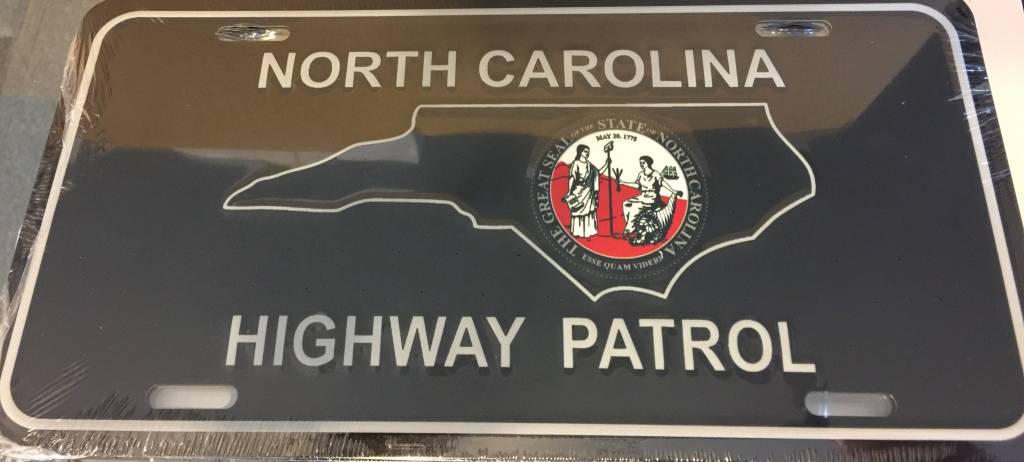 NC Highway Patrol License Plate Silver