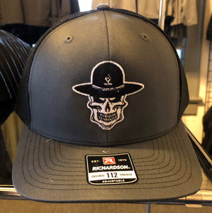 Richardson 112 Hat w/ Campaign Skull (Charcoal/Black)